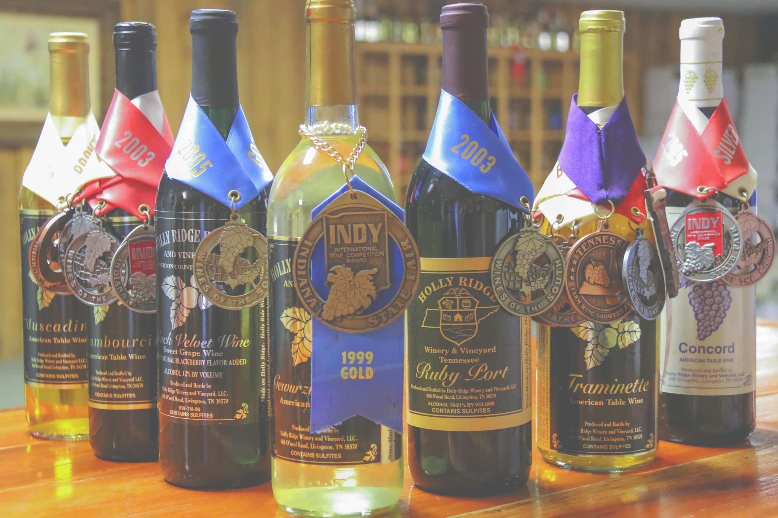 selection of holly ridge wine that won awards